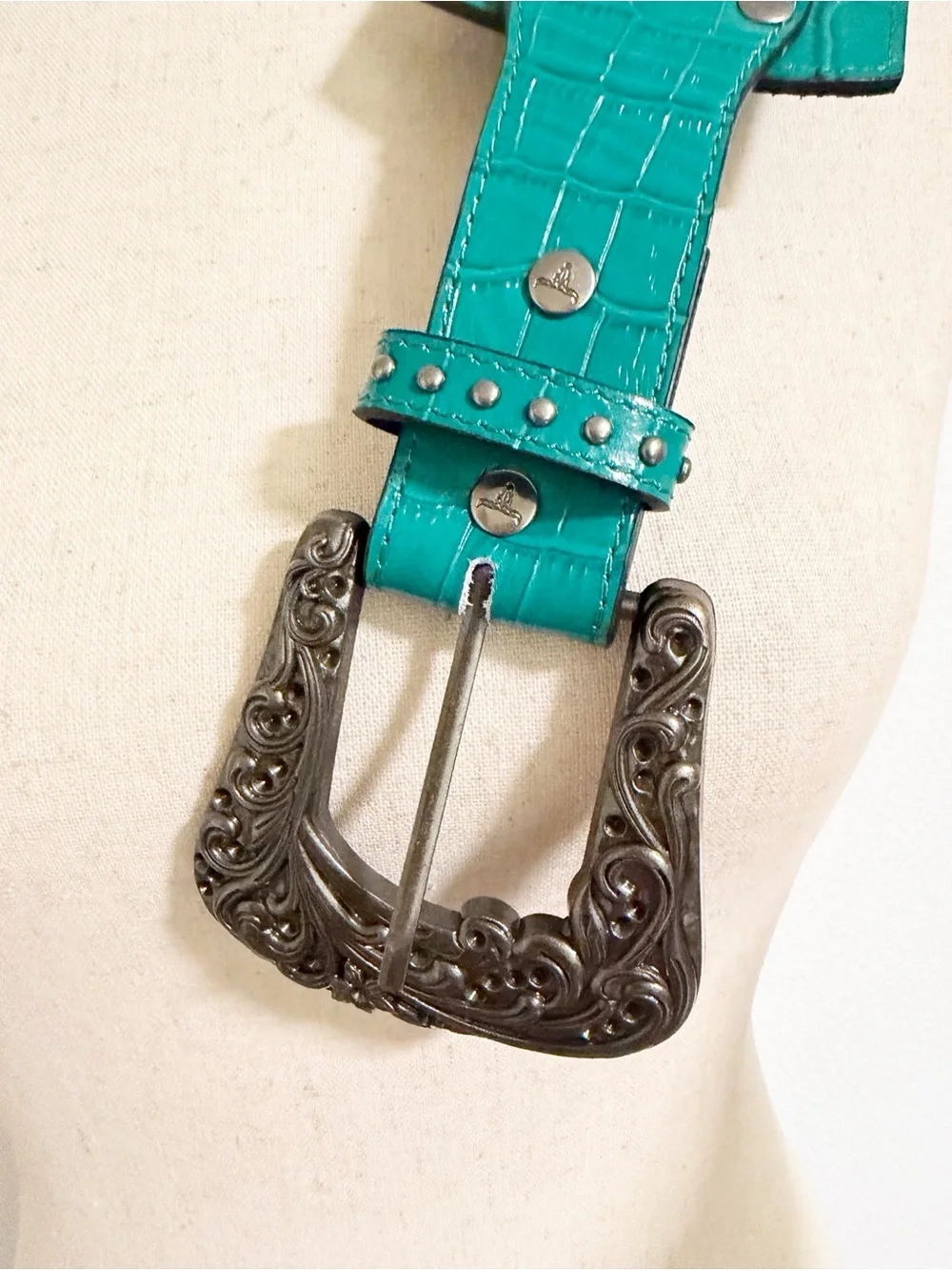 Lucky & Blessed Wide Turquoise Leather Concho Belt